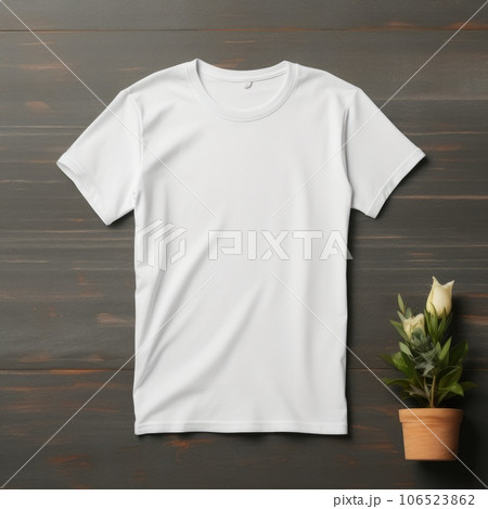 Blank t shirt mockup. Template blank shirt top view. background with composition frame. AI Generative. Blank t shirt mockup. Template blank shirt top view. background with composition frame. AI Generative. 106523862