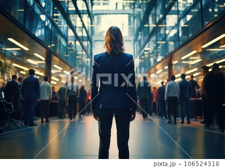 creative business people in modern office turn back. Successful team at work. Group of young business people working. AI Generative. 106524318