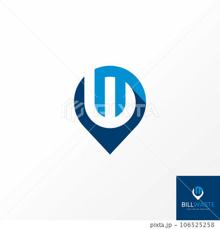 Logo design graphic concept creative abstract premium vector stock letter initial W font on point place. Related to location area monogram typhograpy 106525258