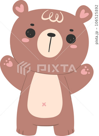 Cute brown bear baby, kawaii animal woodland cartoon doodle flat design. 106525892