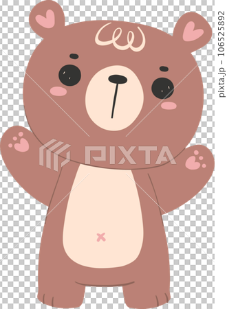 Cute brown bear baby, kawaii animal woodland cartoon doodle flat design. 106525892