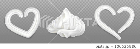 3d white whip for ice cream or cake heart shape. 106525986