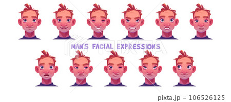 Man facial expression cartoon vector set 106526125