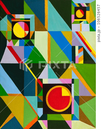 Handmade abstract geometric painting 106526457