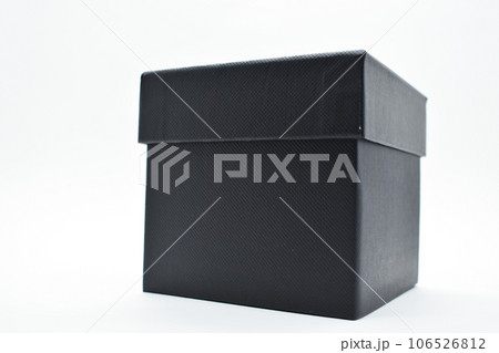 black paper box on white background, packaging industry 106526812