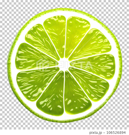 Close-up slice lime isolated on transparent background. PNG 106526894