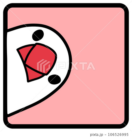 チラッと覗く白文鳥　ピンク　黒枠 106526995