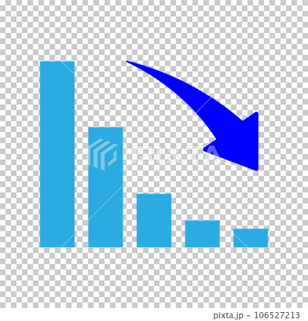 Background material of a downward-sloping blue bar graph and a blue arrow 1:1 Background material of a downward-sloping blue bar graph and a blue arrow 1:1 106527213