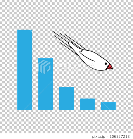 Downward blue bar graph and sparrow background material 1:1 Downward blue bar graph and sparrow background material 1:1 106527218
