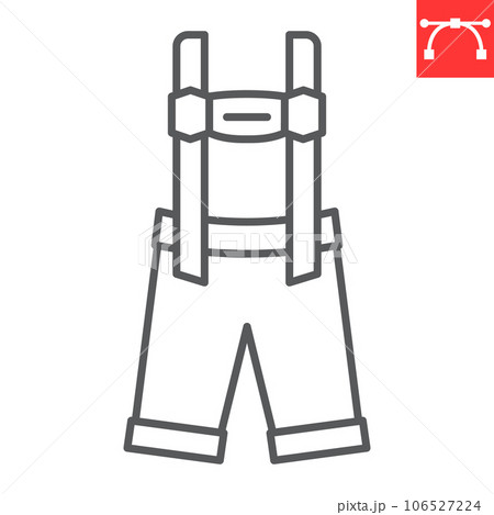 Lederhosen line icon, oktoberfest and clothing, festival costume vector icon, traditional pants vector graphics, editable stroke outline sign, eps 10. 106527224