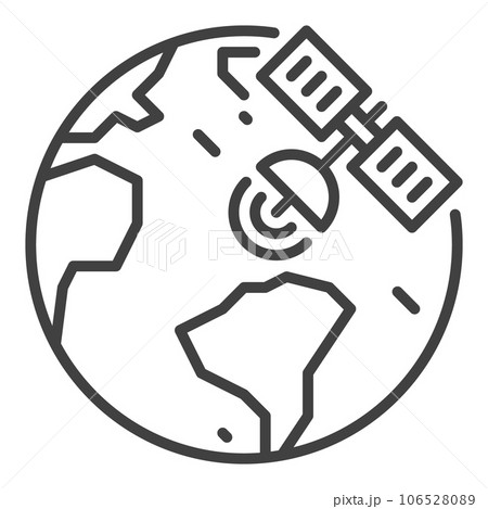 Earth Planet and Satellite vector Satellite Internet Access concept outline icon Earth Planet and Satellite vector Satellite Internet Access concept outline icon 106528089