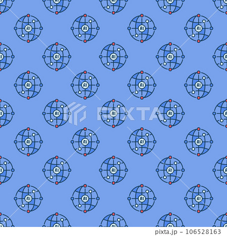 AI Globe vector Artificial Intelligence Earth Globe round seamless pattern 106528163