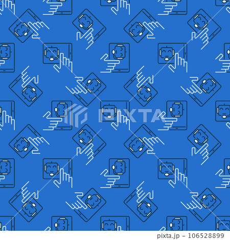 Chatbot on Tablet Screen vector concept blue seamless pattern Chatbot on Tablet Screen vector concept blue seamless pattern 106528899