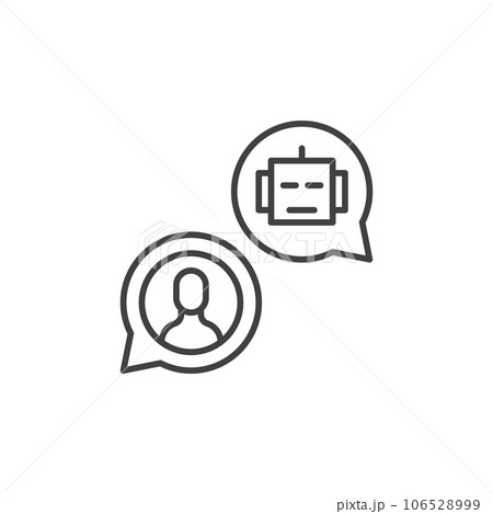 Chatbot and Man in Speech Bubbles vector concept line icon Chatbot and Man in Speech Bubbles vector concept line icon 106528999