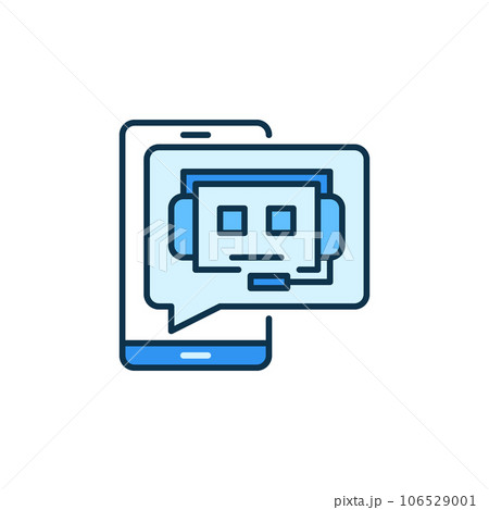 Chatbot and Mobile Smartphone Speech Bubble vector concept colored icon Chatbot and Mobile Smartphone Speech Bubble vector concept colored icon 106529001