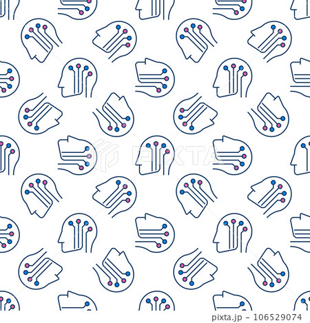 Artificial Intelligence Head vector AI colored seamless pattern 106529074