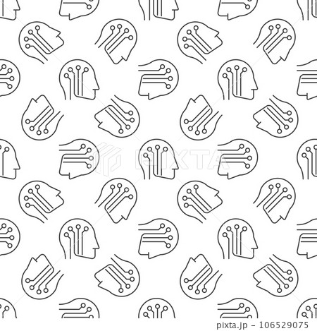 Artificial Intelligence Head vector Robot line seamless pattern 106529075