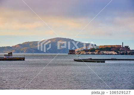 Aquatic Cove with view of Alcatraz Island west side and mountain in distance Aquatic Cove with view of Alcatraz Island west side and mountain in distance 106529127