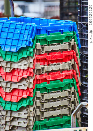 Colorful collection of fruit and vegetable crates 106529129