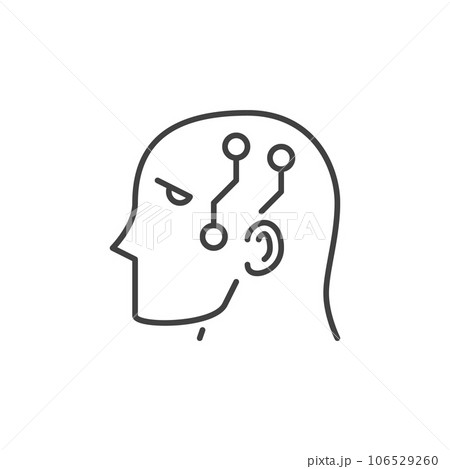 Head with AI Circuits vector Robot Learning concept line icon or symbol Head with AI Circuits vector Robot Learning concept line icon or symbol 106529260