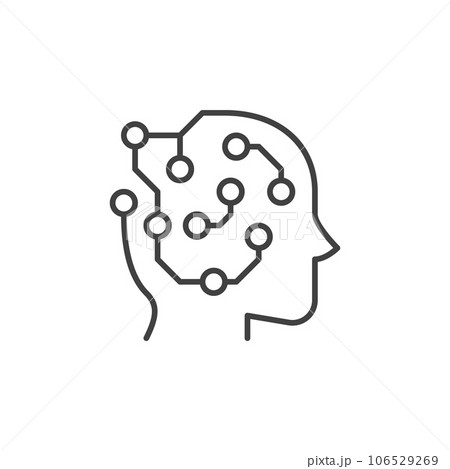 ML Head with Circuit Board vector Machine Learning concept thin line icon 106529269