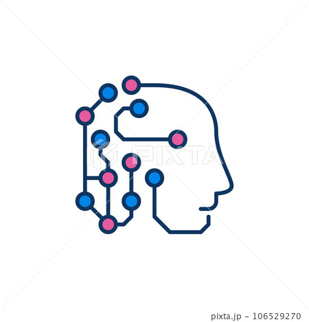 Robot Head with Circuits vector AI concept colored icon 106529270