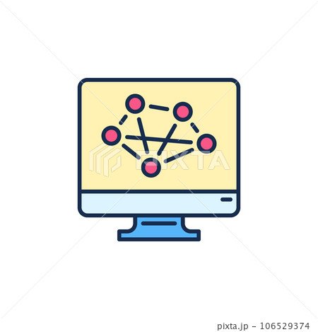 Neural Network on Computer Screen vector concept colored icon 106529374