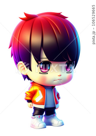 3D cute Anime Chibi Style boy character isolated on grey background.  Children's Day. Avatar. Generative AI 22719911 Stock Photo at Vecteezy