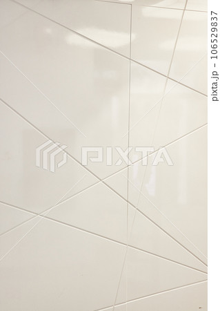 White background asset pristine wall with geometric lines and shiny surface 106529837