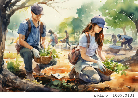 ボランティアの人々、水彩画 ボランティアの人々、水彩画 106530131