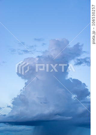 晩夏の夕空に立ち昇る積乱雲とその下の雨柱 晩夏の夕空に立ち昇る積乱雲とその下の雨柱 106530257