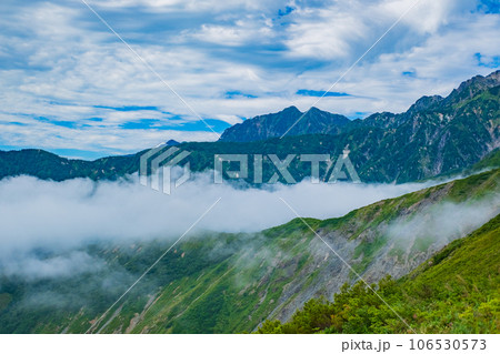 夏の八方白馬 登山道 夏の山岳風景素材 106530573