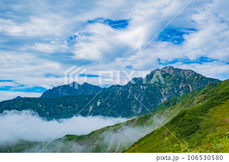 夏の八方白馬 登山道 夏の山岳風景素材 106530580