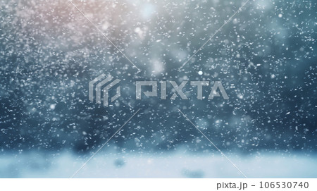 Abstract snow falling on blurred winter landscape background, for design and template Abstract snow falling on blurred winter landscape background, for design and template 106530740
