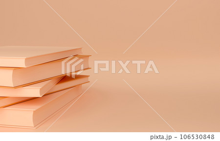 stack book monochrome design in pastel orange background , minimal design , 3D rendering 106530848
