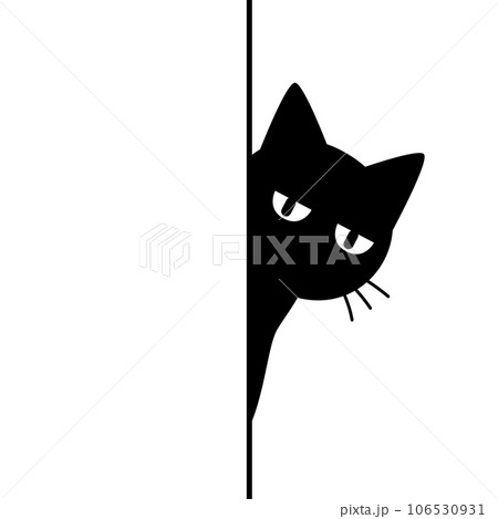 猫が壁から覗いているシルエットイラスト 106530931