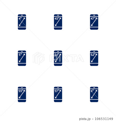 A picture depicting different diagonals of smartphones screens 106531149