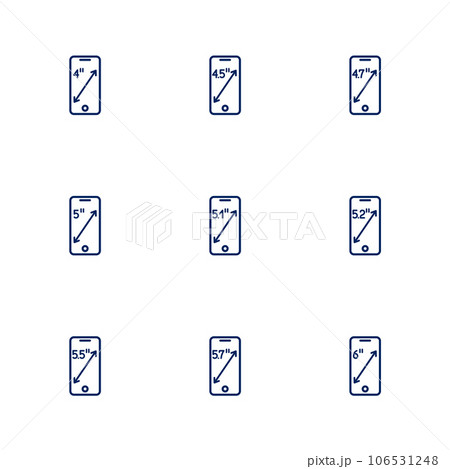 A picture depicting different diagonals of smartphones screens A picture depicting different diagonals of smartphones screens 106531248