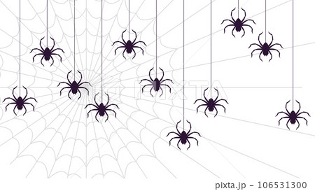 Hanging spiders seamless horizontal background. Halloween pattern. 106531300