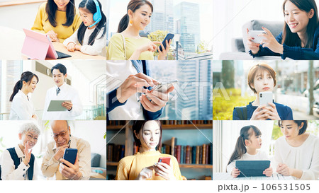 モバイルデバイスを使う人々の利用シーン モバイルデバイスを使う人々の利用シーン 106531505