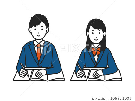 勉強をする男女の学生のイラスト 106531909