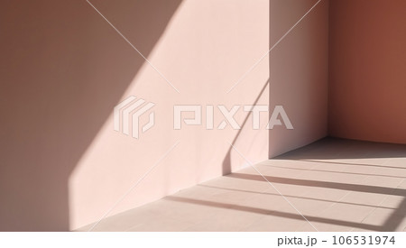 Abstract of natural shadow overlay in modern room interior design background, mockup and display for presentation, generative ai 106531974