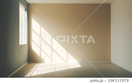 Abstract of natural window shadow overlay in modern empty room interior design background, mockup and display for presentation 106531979