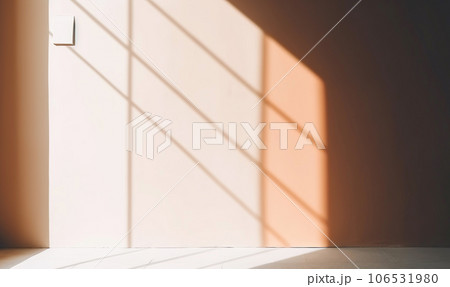 Abstract of natural window shadow overlay in modern empty room interior design background, mockup and display for presentation 106531980
