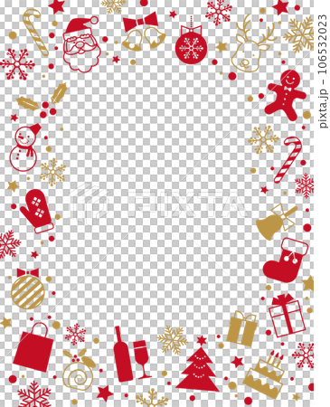 クリスマスイメージのイラスト素材 ベクター フレーム 白バック クリスマスイメージのイラスト素材 ベクター フレーム 白バック 106532023
