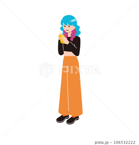 スマートフォンを持って立つ 若い女性 スマートフォンを持って立つ 若い女性 106532222