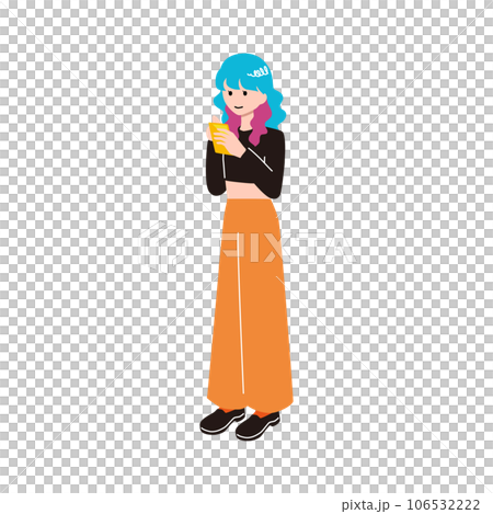 スマートフォンを持って立つ 若い女性 スマートフォンを持って立つ 若い女性 106532222