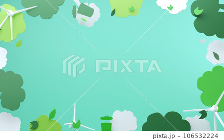 3D rendering global recycle , top view environment and windmill for copy space. save the planet and energy concept 3D rendering global recycle , top view environment and windmill for copy space. save the planet and energy concept 106532224