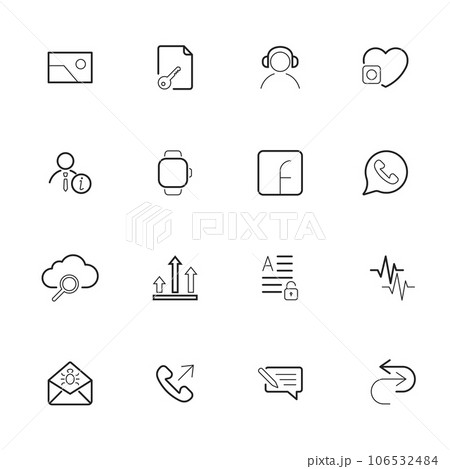Set of UI modern flat thin icons. Icon set with editable stroke. 106532484