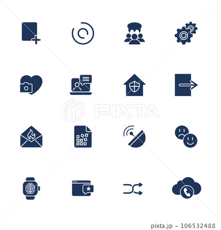 Flat design icons set modern style vector illustration concept of web development service, social media marketing, graphic design, business company branding items and advertising elements 106532488